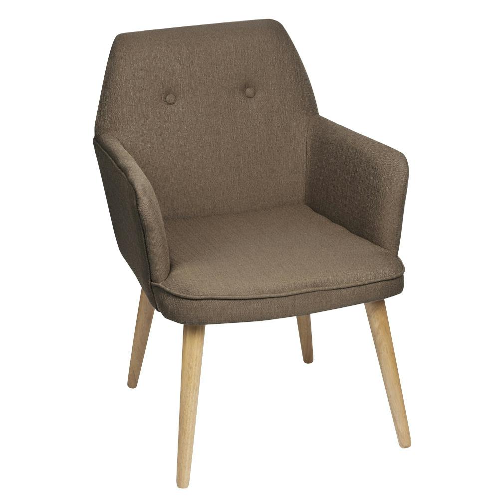 Fauteuil inspiration scandinave tissu couleur beige pieds bois 59x67x82cm OSLO