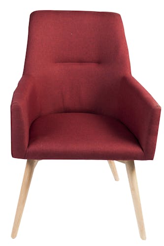 Fauteuil inspiration scandinave tissu couleur rouge pieds bois 72x62xH88cm OSLO 2