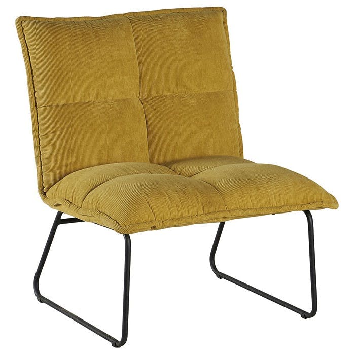 Fauteuil moderne en velours jaune MALMOE