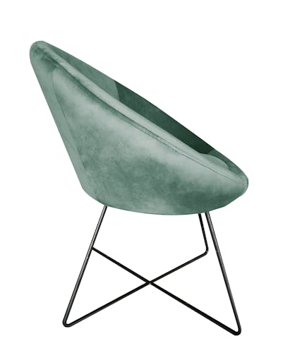 Fauteuil moderne rond en velours vert amande 78x68x80cm AMAL