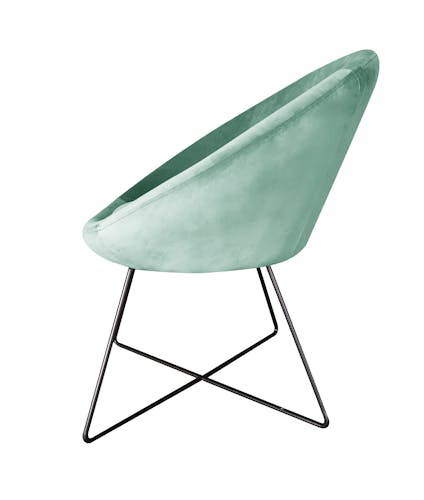 Fauteuil moderne rond en velours vert amande 78x68x80cm AMAL