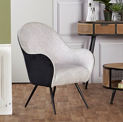 Fauteuil noir moderne motifs géométriques