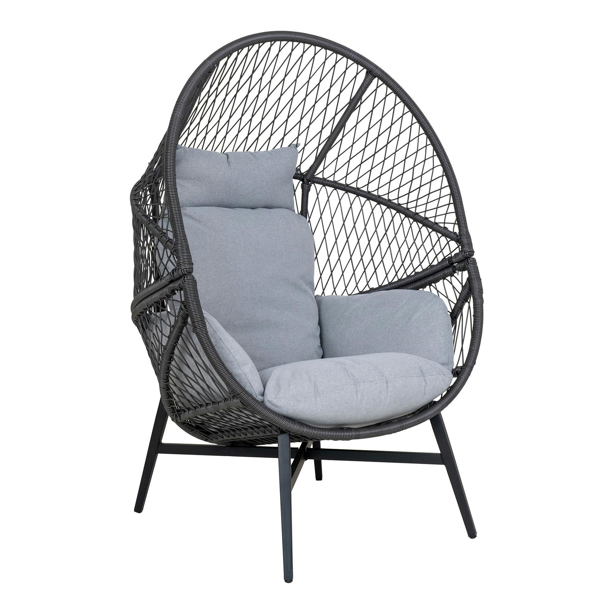 Fauteuil Suspendu œuf Avec Support - Charge Max 100 Kg, Structure Acier Laqué, Coussin Polyester - Pour Intérieur Et Extérieur (196x110x95 Cm)