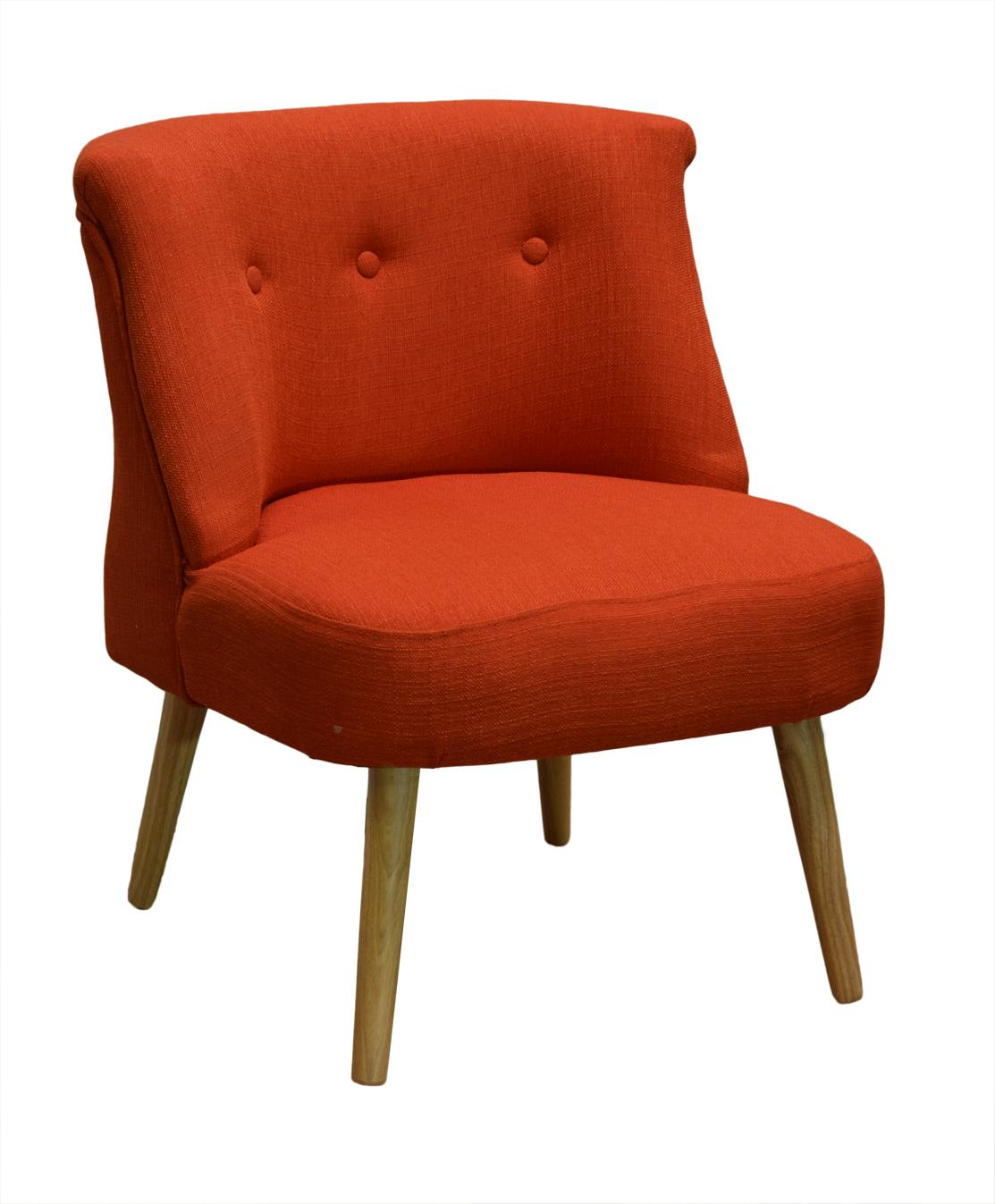 Fauteuil orange capitonné crapaud LYLIE