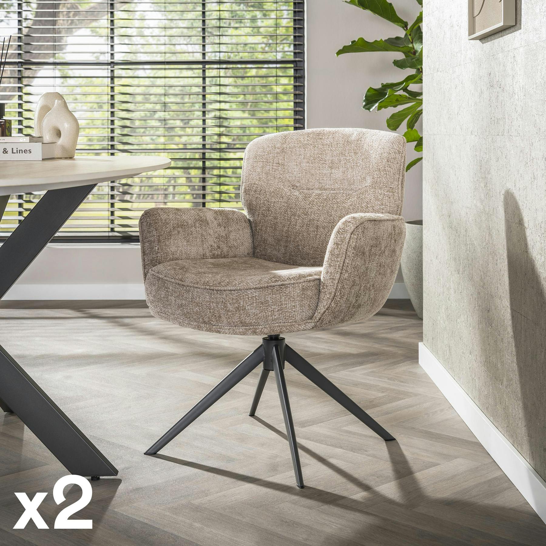 Fauteuil pivotant beige à dossier souple (lot de 2) ASCOLI