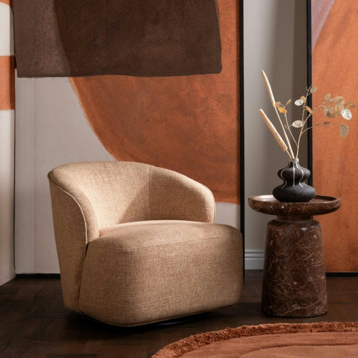 Fauteuil pivotant beige BRADFORD