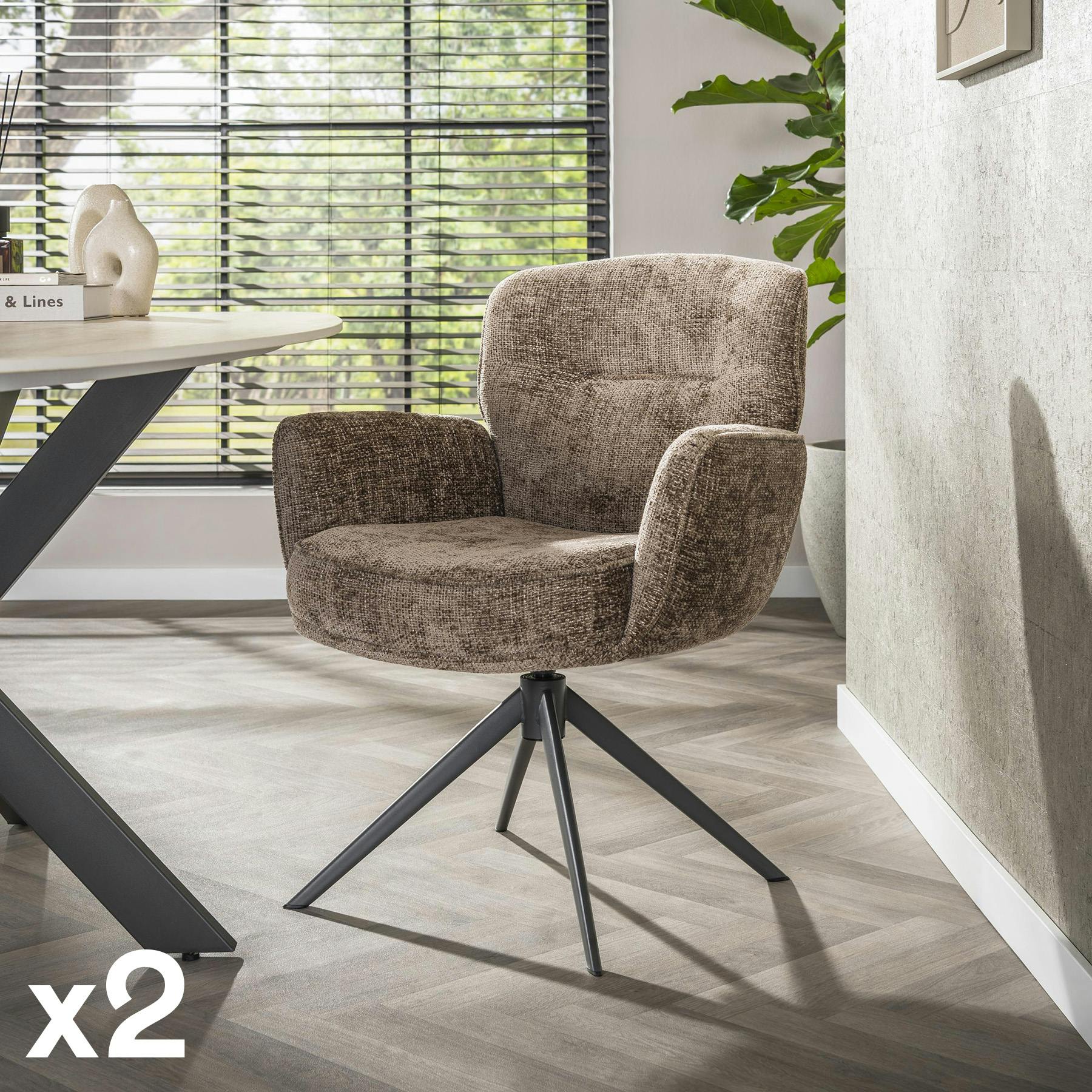 Fauteuil pivotant beige chaud à dossier souple (lot de 2) ASCOLI