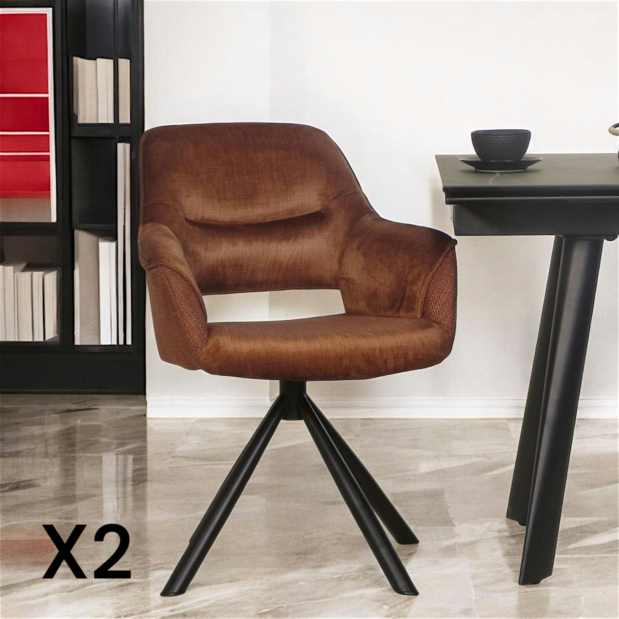 Fauteuil pivotant bi-matière, couleur cuivre (lot de 2) IENA