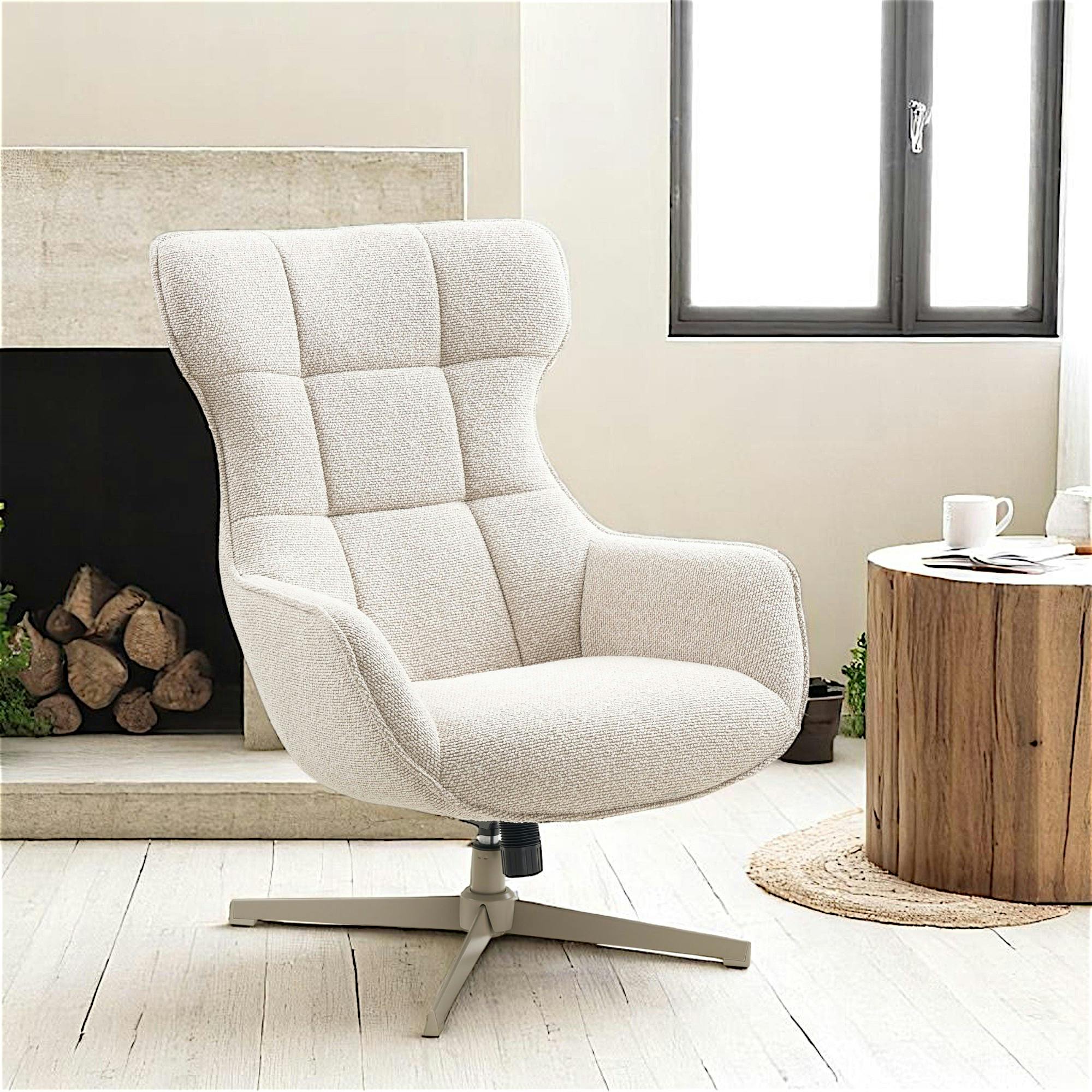 Fauteuil pivotant confort, couleur blanc naturel BERLIN