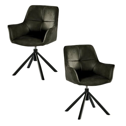 Fauteuil pivotant contemporain microfibre grise (lot de 2) IENA