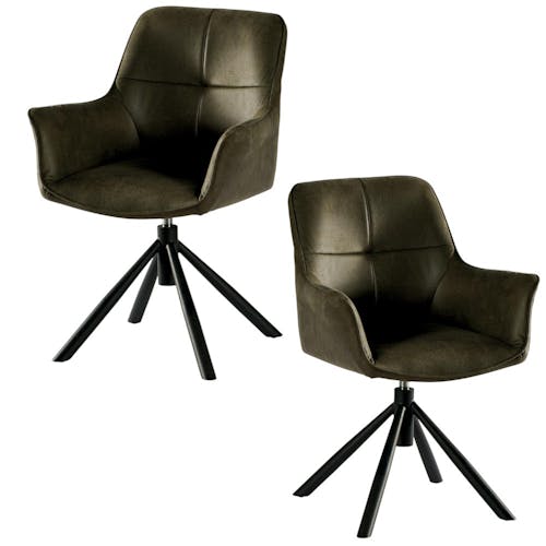 Fauteuil pivotant contemporain microfibre kaki (lot de 2) IENA