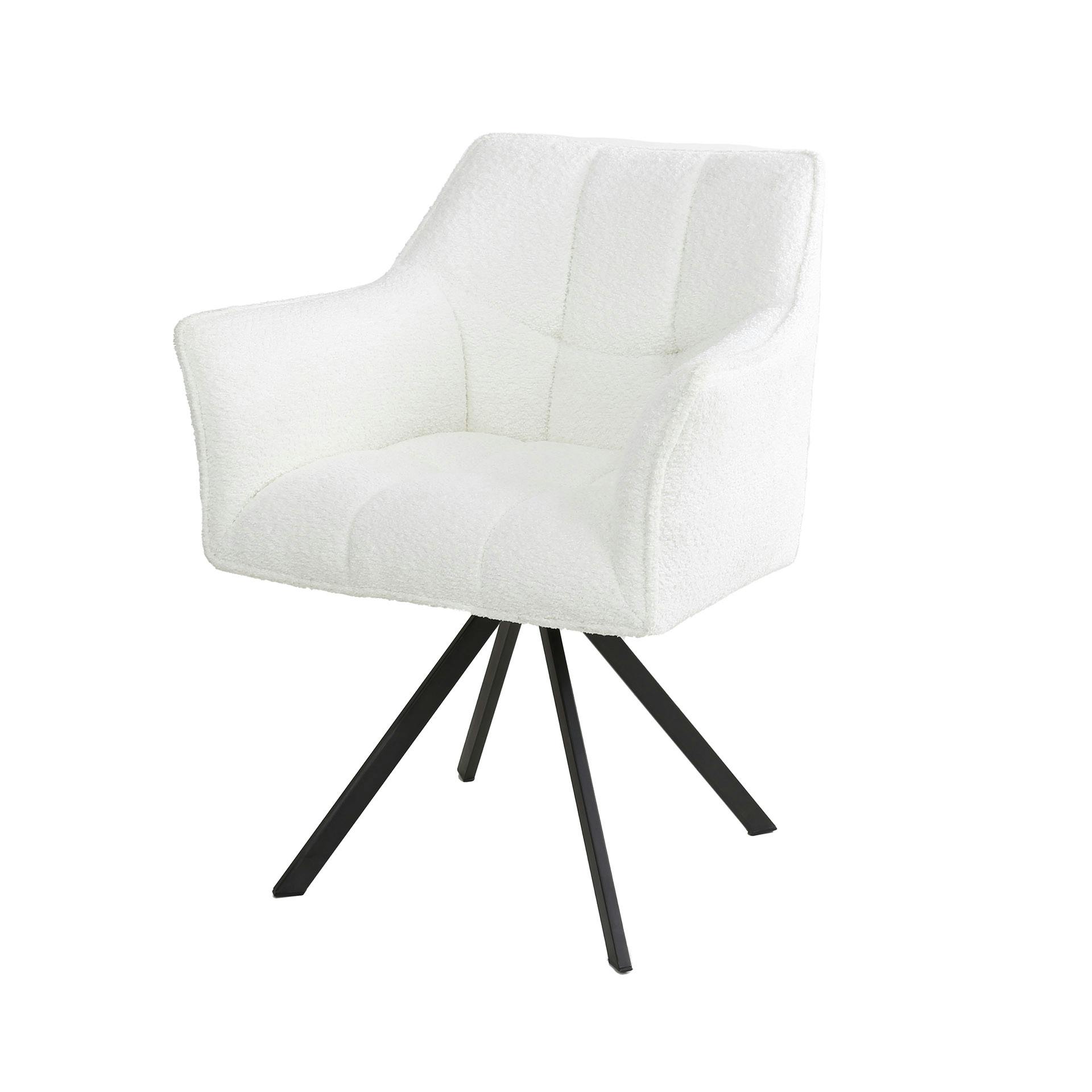 Fauteuil pivotant de table en bouclette blanche (lot de 2) MELBOURNE