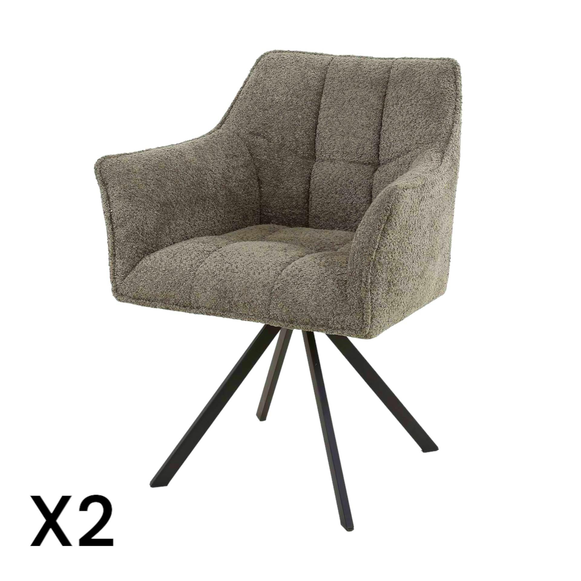 Fauteuil pivotant de table en bouclette cannelle (lot de 2) MELBOURNE