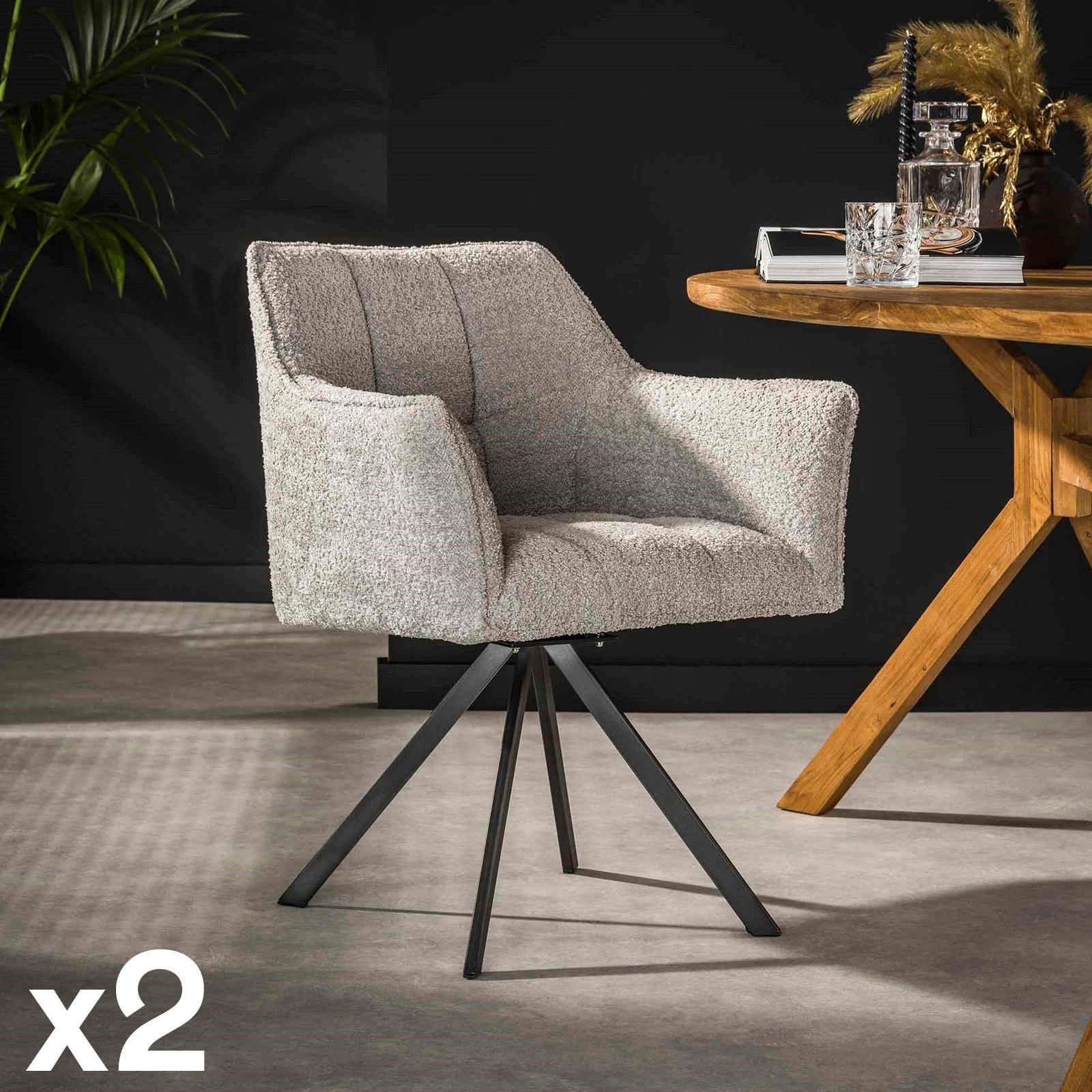 Fauteuil pivotant de table en bouclette grise (lot de 2) MELBOURNE