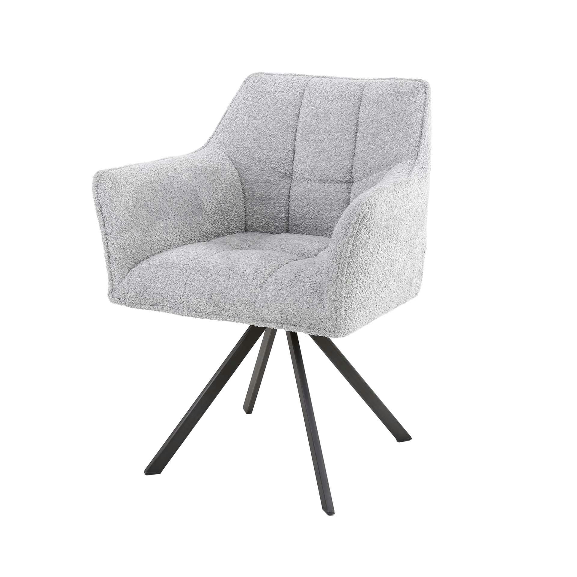 Fauteuil pivotant de table en bouclette grise (lot de 2) MELBOURNE