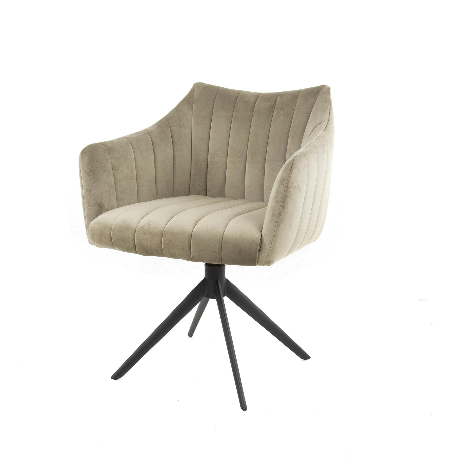 Fauteuil pivotant de table en velours sable à larges bandes (lot de 2) MELBOURNE