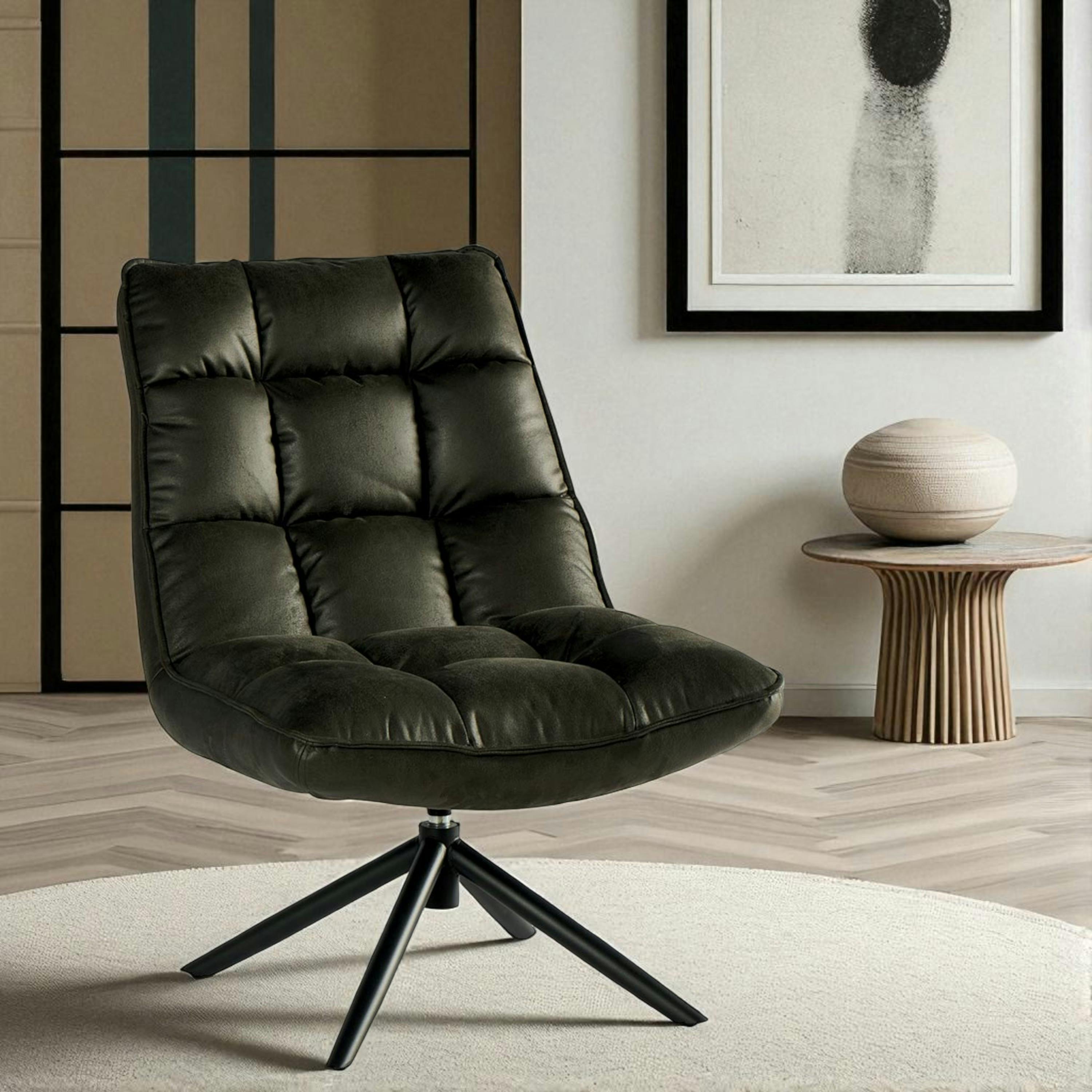 Fauteuil pivotant gris anthracite - confort salon KERALA