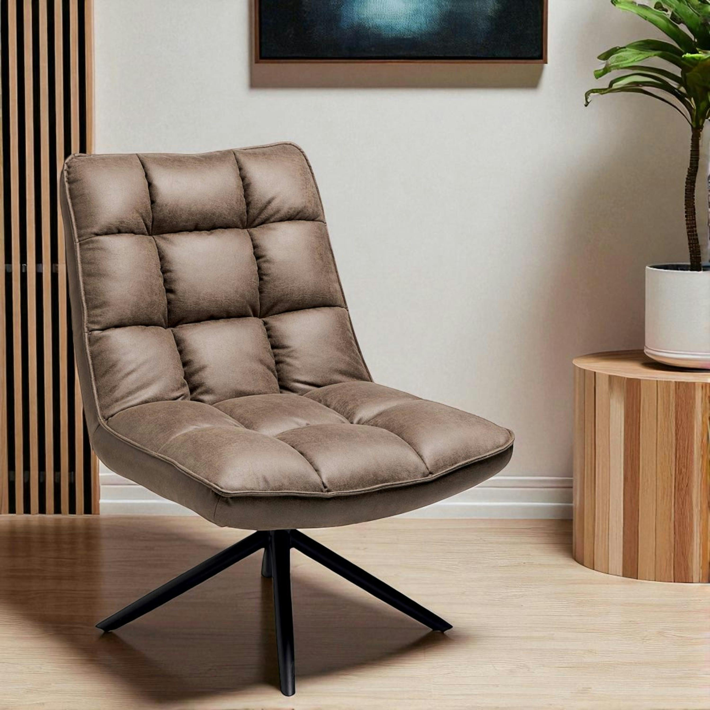 Fauteuil pivotant marron - confort salon KERALA