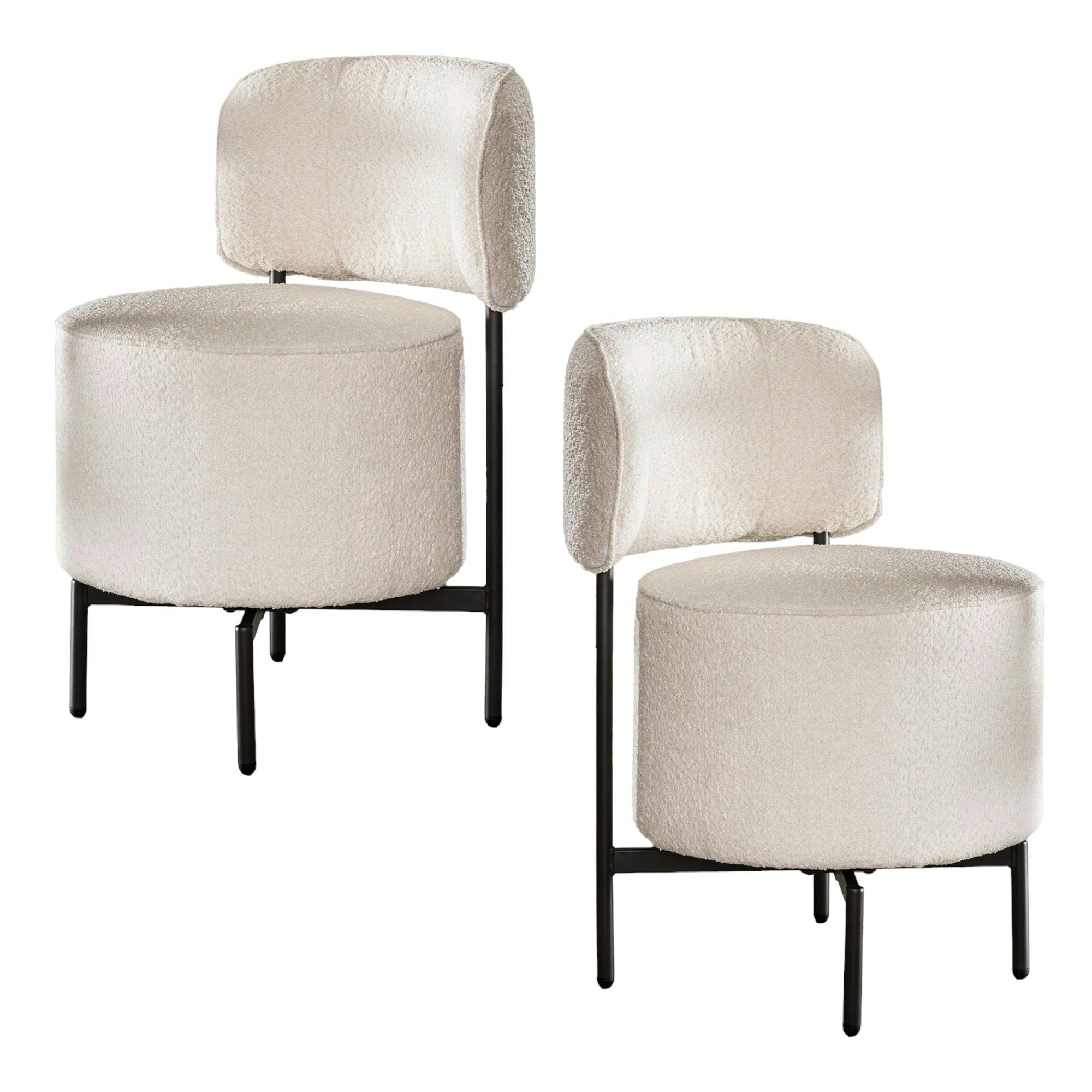 Fauteuil pivotant rond en bouclette blanche (lot de 2) GALWAY