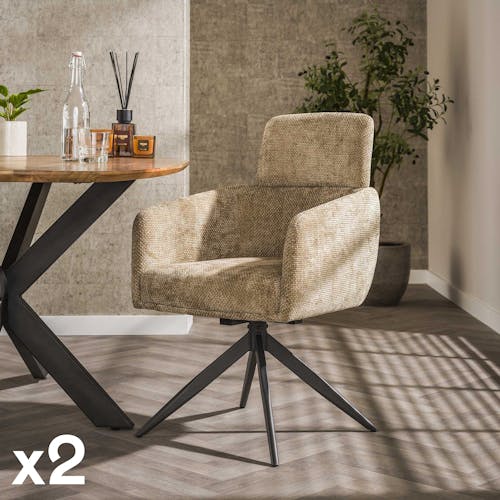 Fauteuil pivotant sable avec appuie-tête (lot de 2) CREEK