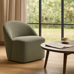 Fauteuil pivotant vert dossier rond tissu texturé doux IENA