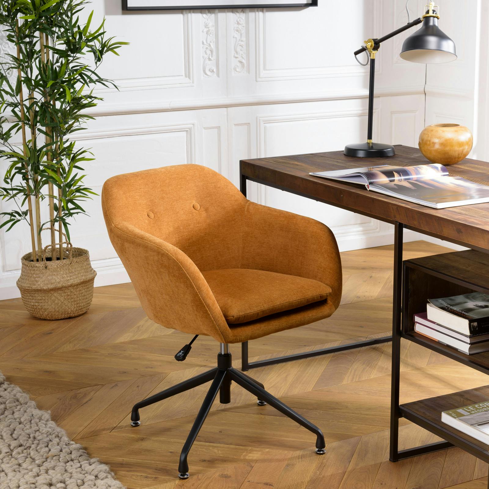 Fauteuil pivotant vintage rouille TIM