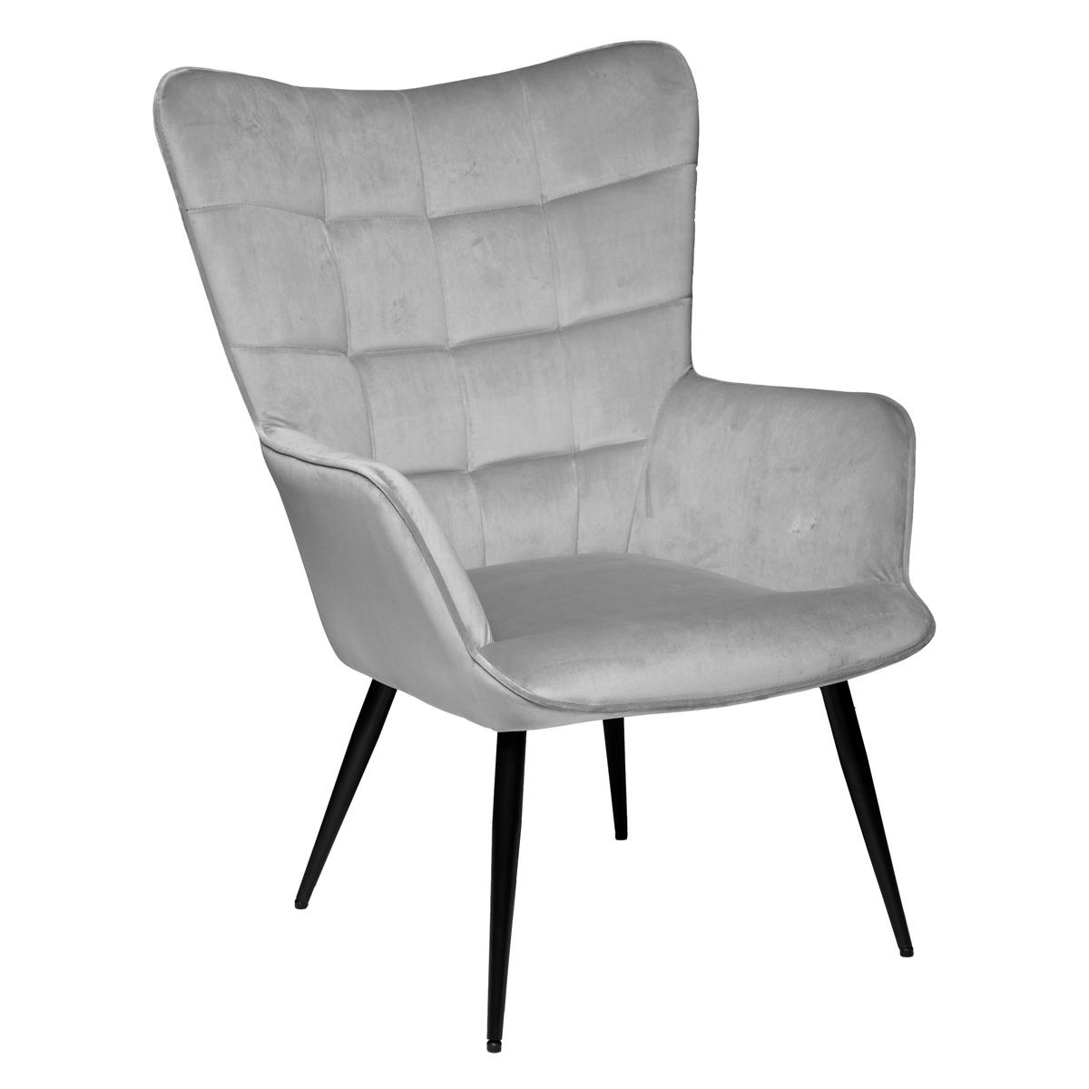 Fauteuil relax en velours gris et son tabouret (2 pièces) GOTEBORG