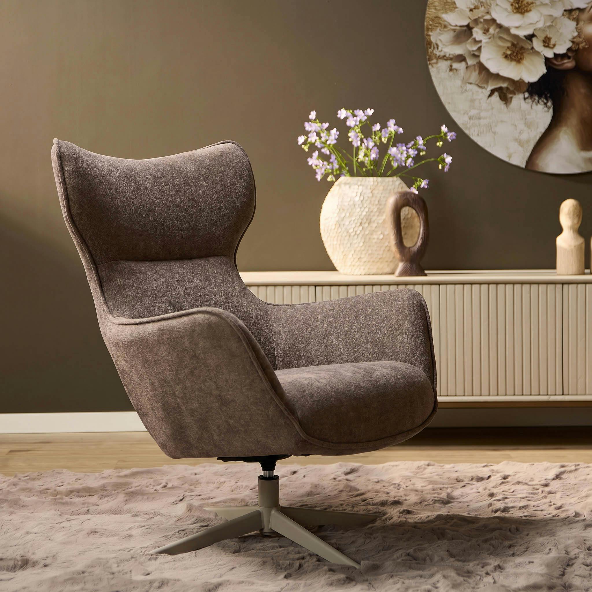 Fauteuil relax pivotant à pied beige CORTINA