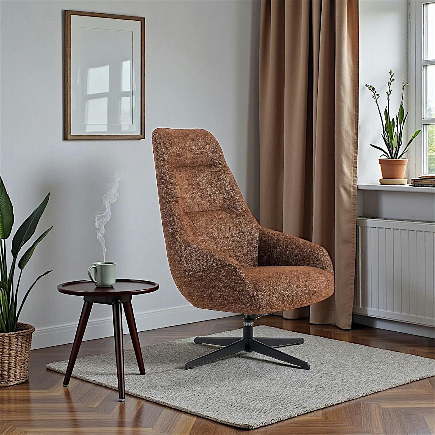 Fauteuil relax pivotant tissu terracotta IENA