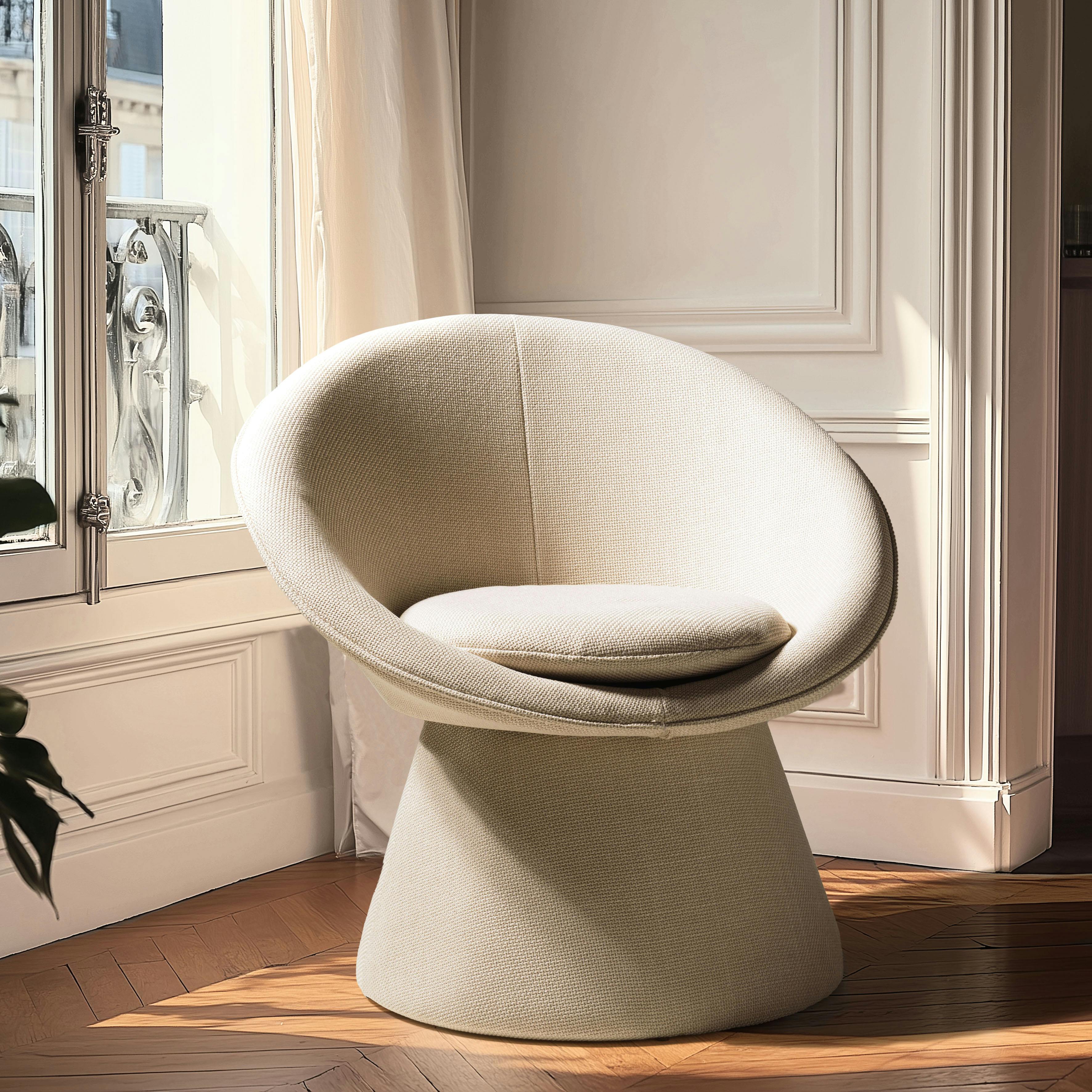 Fauteuil rembourré en tissu beige CASTILLE