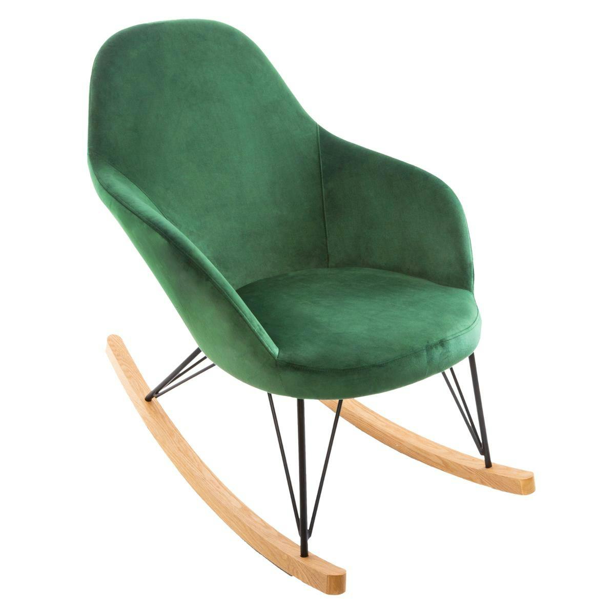 Fauteuil rocking chair en velours vert
