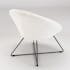 Fauteuil rond blanc tissu bouclettes TIM
