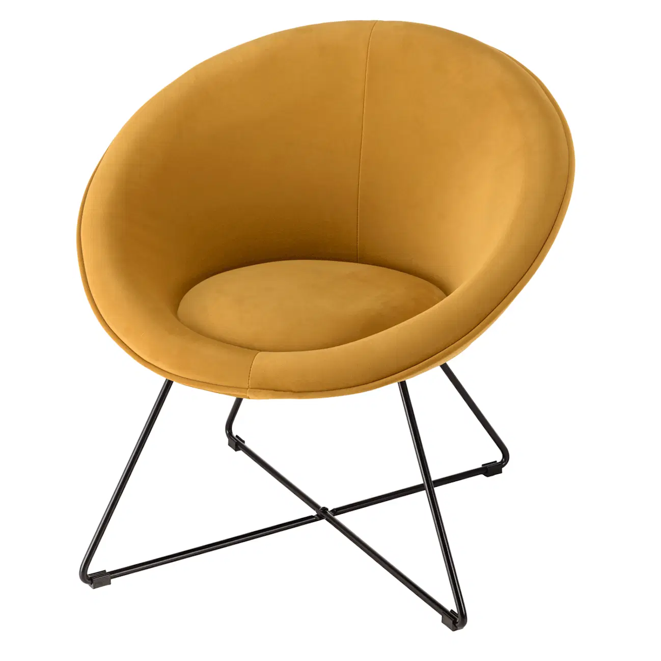 Fauteuil rond design velours moutarde TIM | Fauteuils | Pier Import