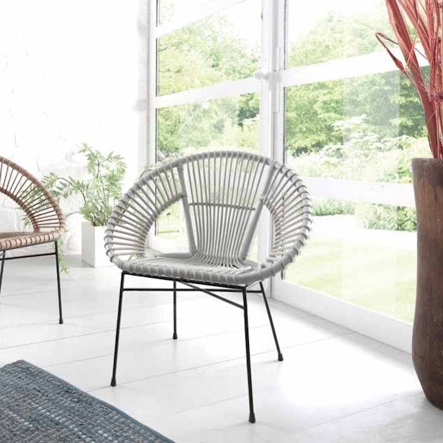 Fauteuil rond rotin naturel grisé CANADA | Fauteuils | Pier Import