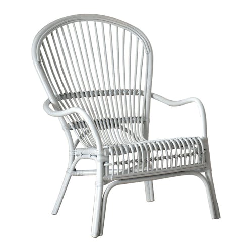 Fauteuil rotin blanc large dossier