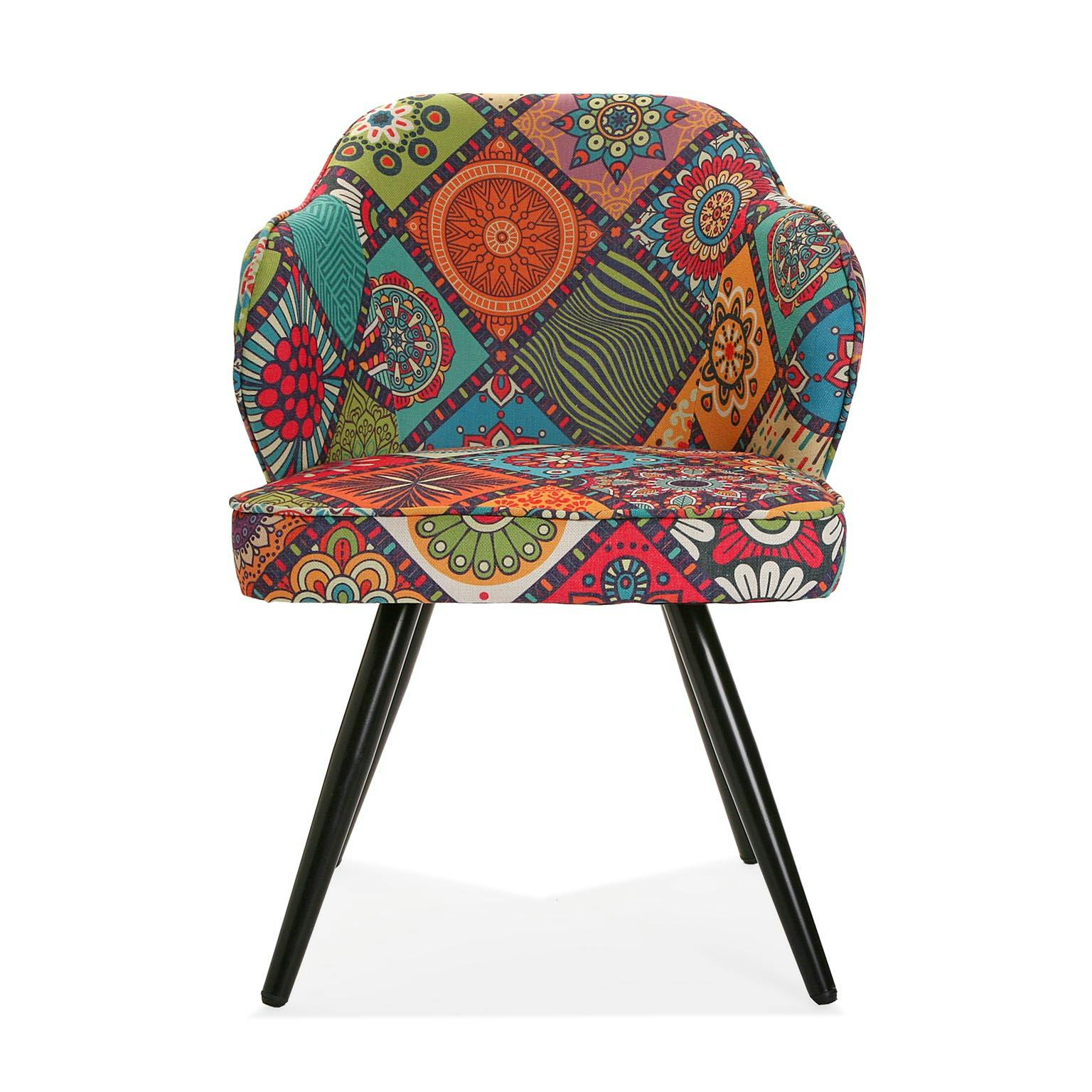 Fauteuil scandinave patchwork carreaux MADRID