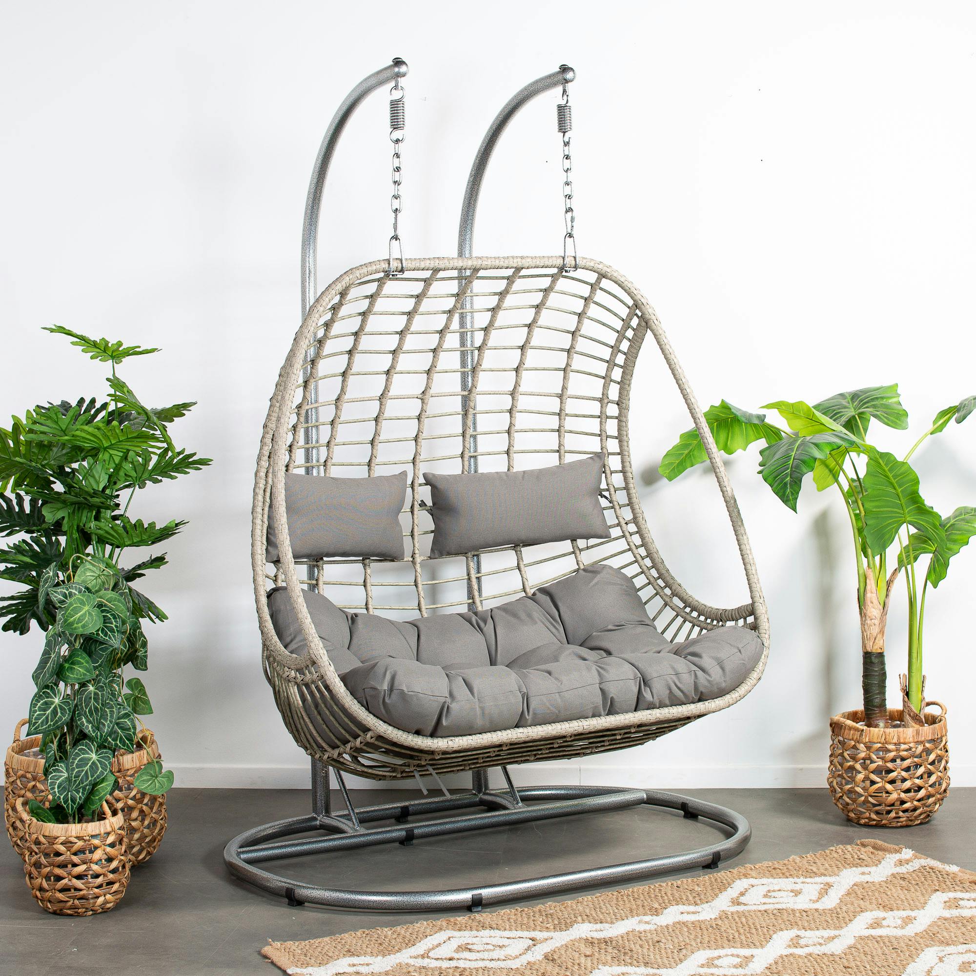 Fauteuil suspendu 2 places gris SOUTH BEACH