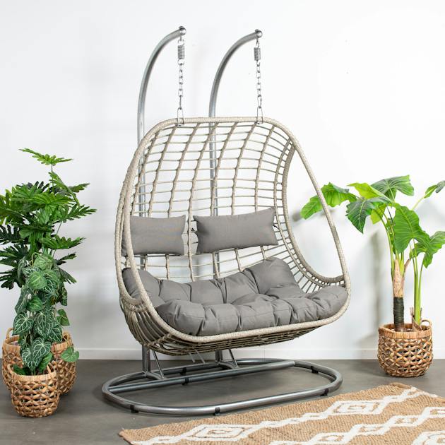 Fauteuil suspendu 2 places gris SOUTH BEACH | Fauteuils suspendus ...