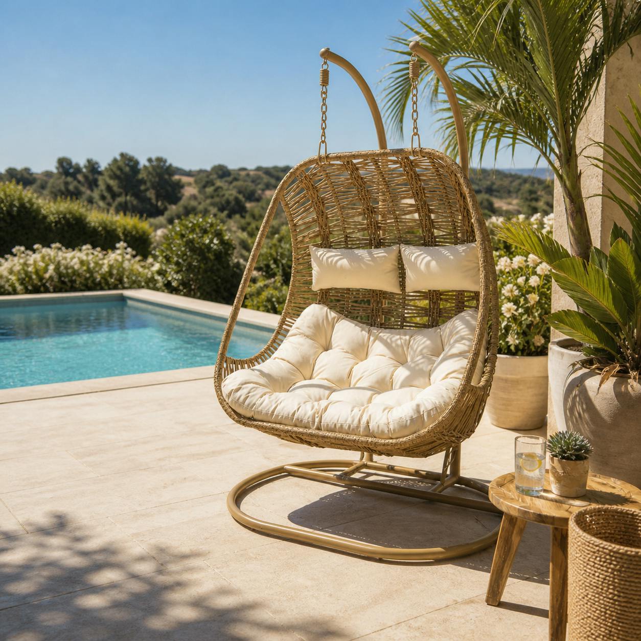 Fauteuil suspendu 2 places tressage serré finition naturelle SOUTH BEACH