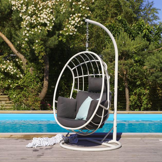 Fauteuil suspendu design en aluminium blanc OSLO | Fauteuils suspendus ...