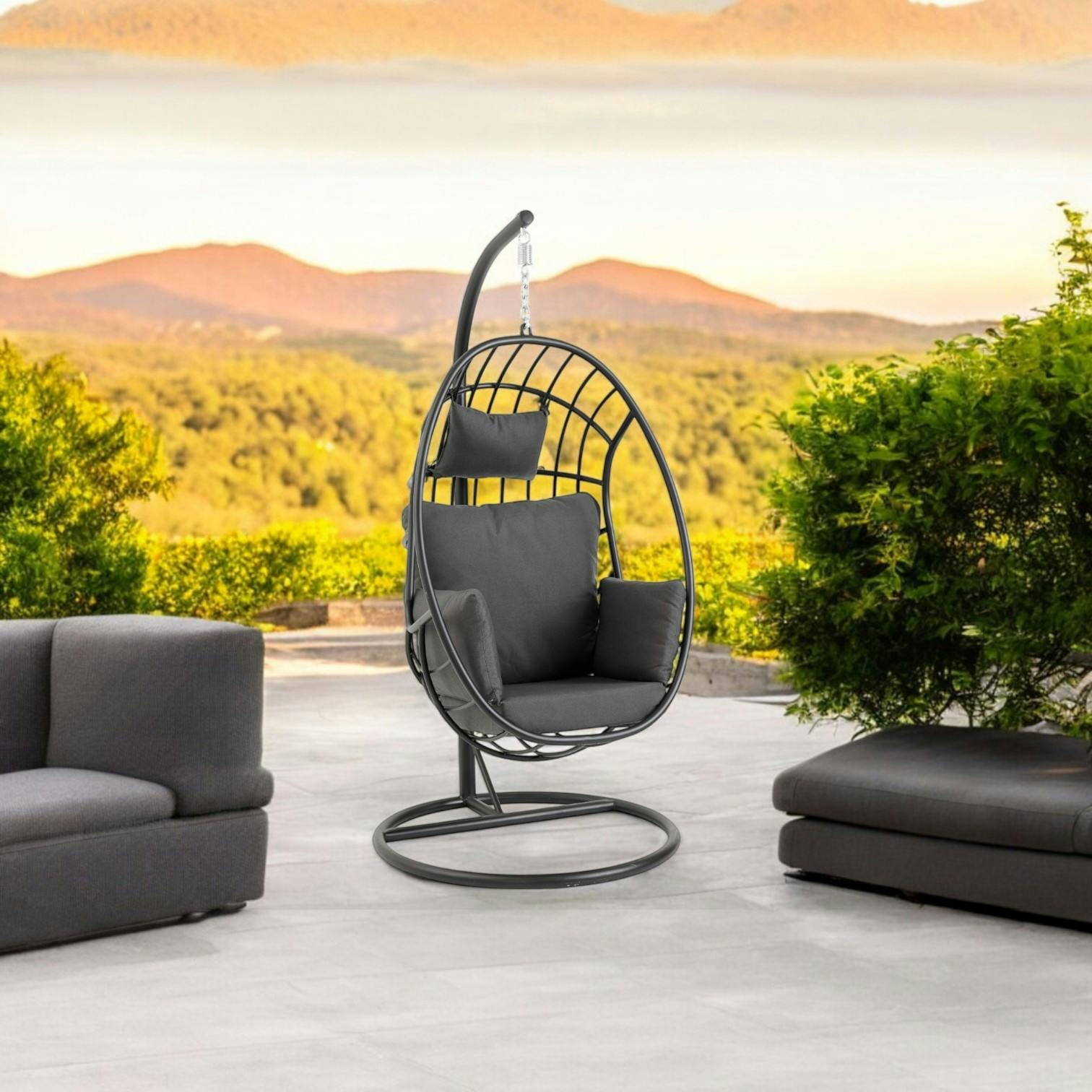 Fauteuil suspendu design en aluminium noir OSLO | Fauteuils suspendus ...