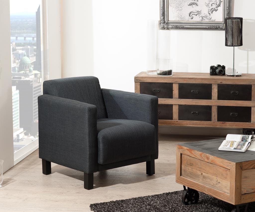 Fauteuil tissu anthracite 67x75x72cm PASTEL