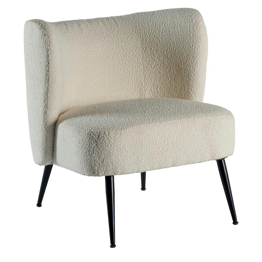 Fauteuil tissu blanc bouclé MALMOE