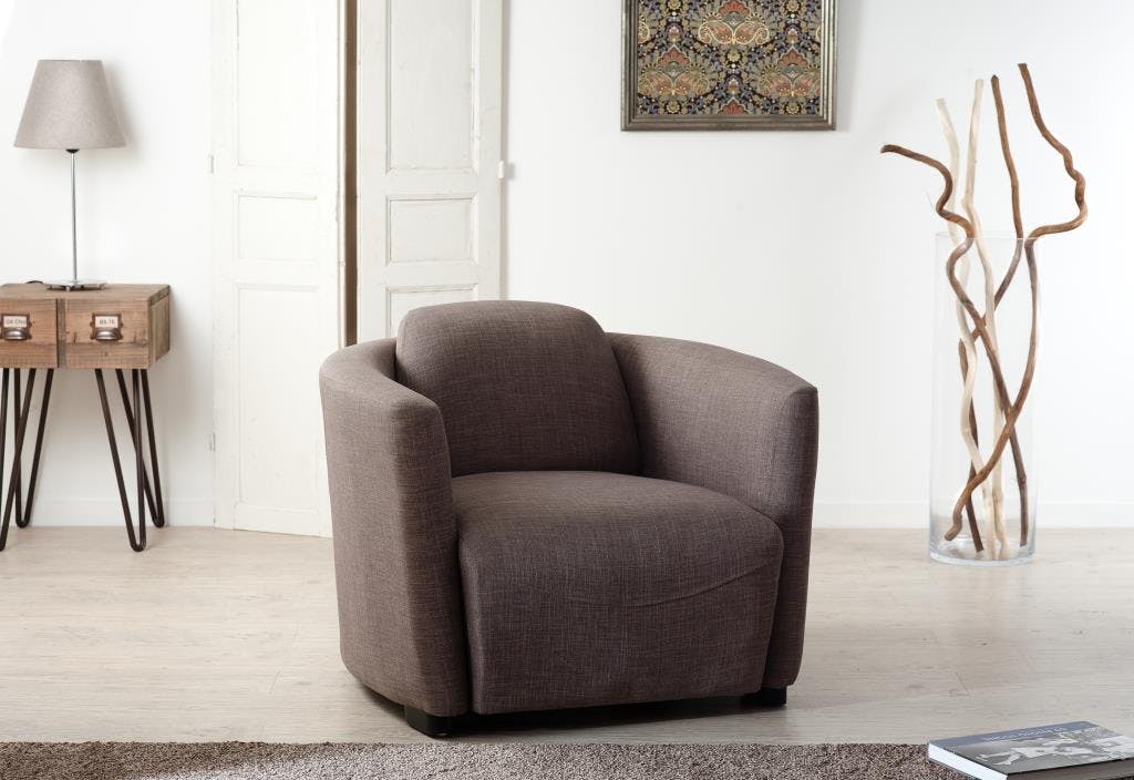 Fauteuil tissu couleur havane 85x85x69cm PASTEL