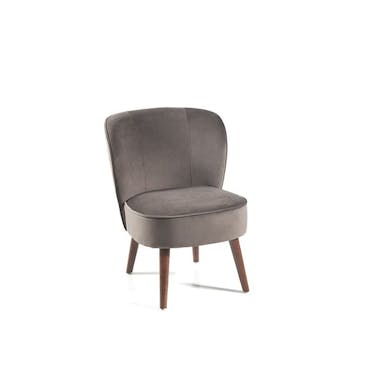  Fauteuil tissu gris anthracite pieds bois massif CONTIS