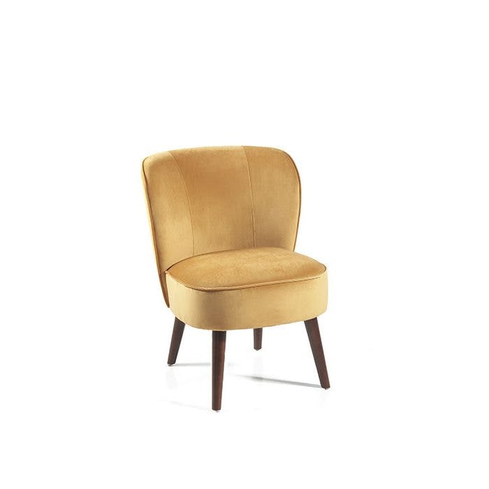 Fauteuil tissu orange pieds bois massif Contis