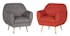 Fauteuil tissu rouge boutons gris RUMBY