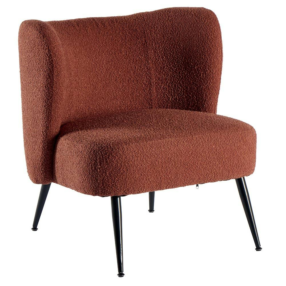 Fauteuil tissu terracotta bouclé MALMOE