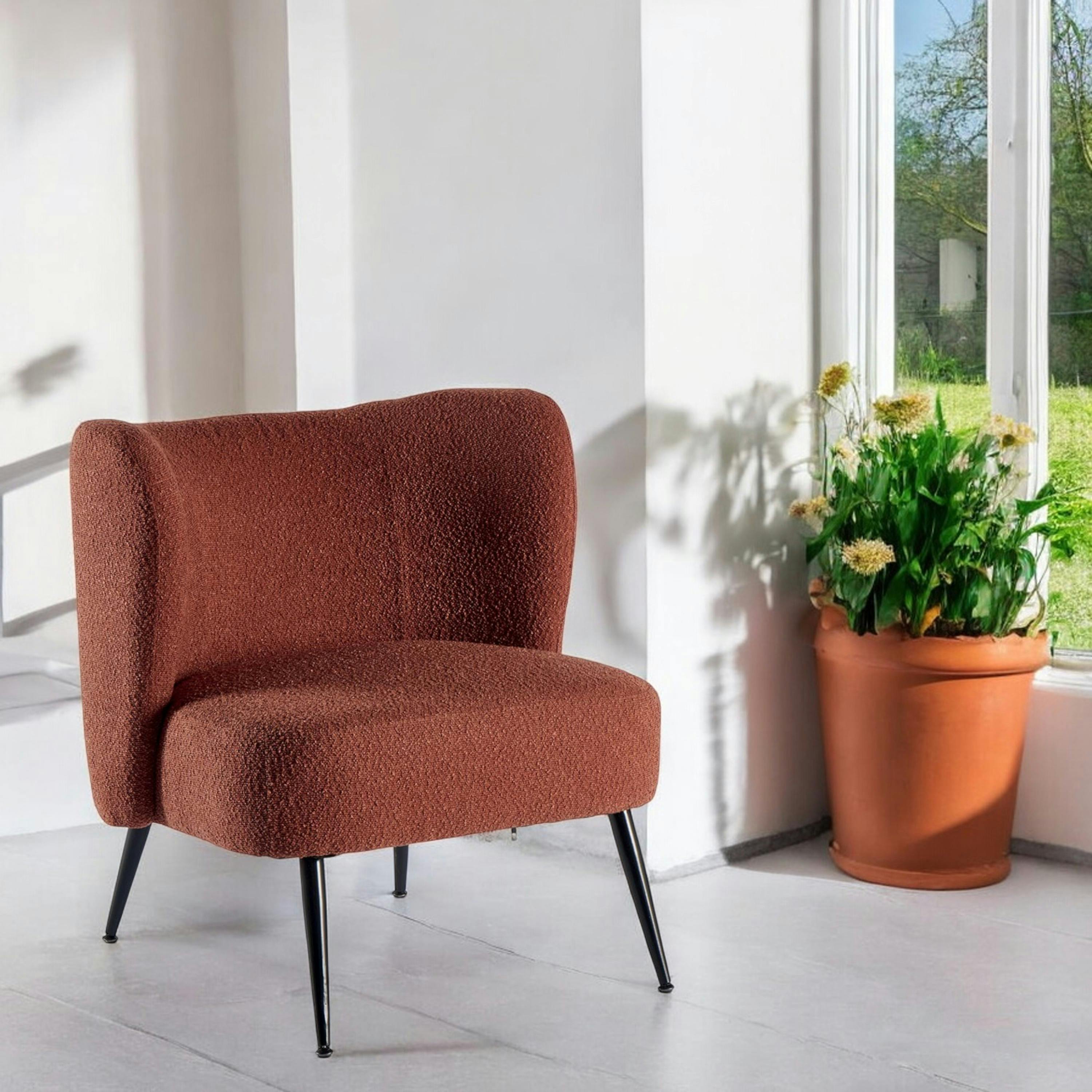 Fauteuil tissu terracotta bouclé MALMOE