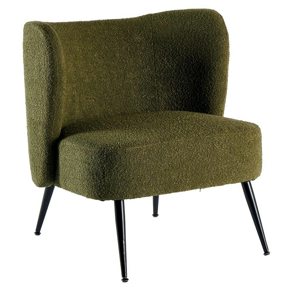 Fauteuil tissu vert bouclé MALMOE